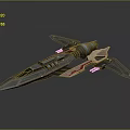 Futuristic Sci-Fi Spaceship Model Featuring Streamlined Design Wing Structure Metallic Finish And Colorful Accents