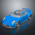 Blue Sports Car With Gray Roof Rear Spoiler Black Wheels And Sleek Design