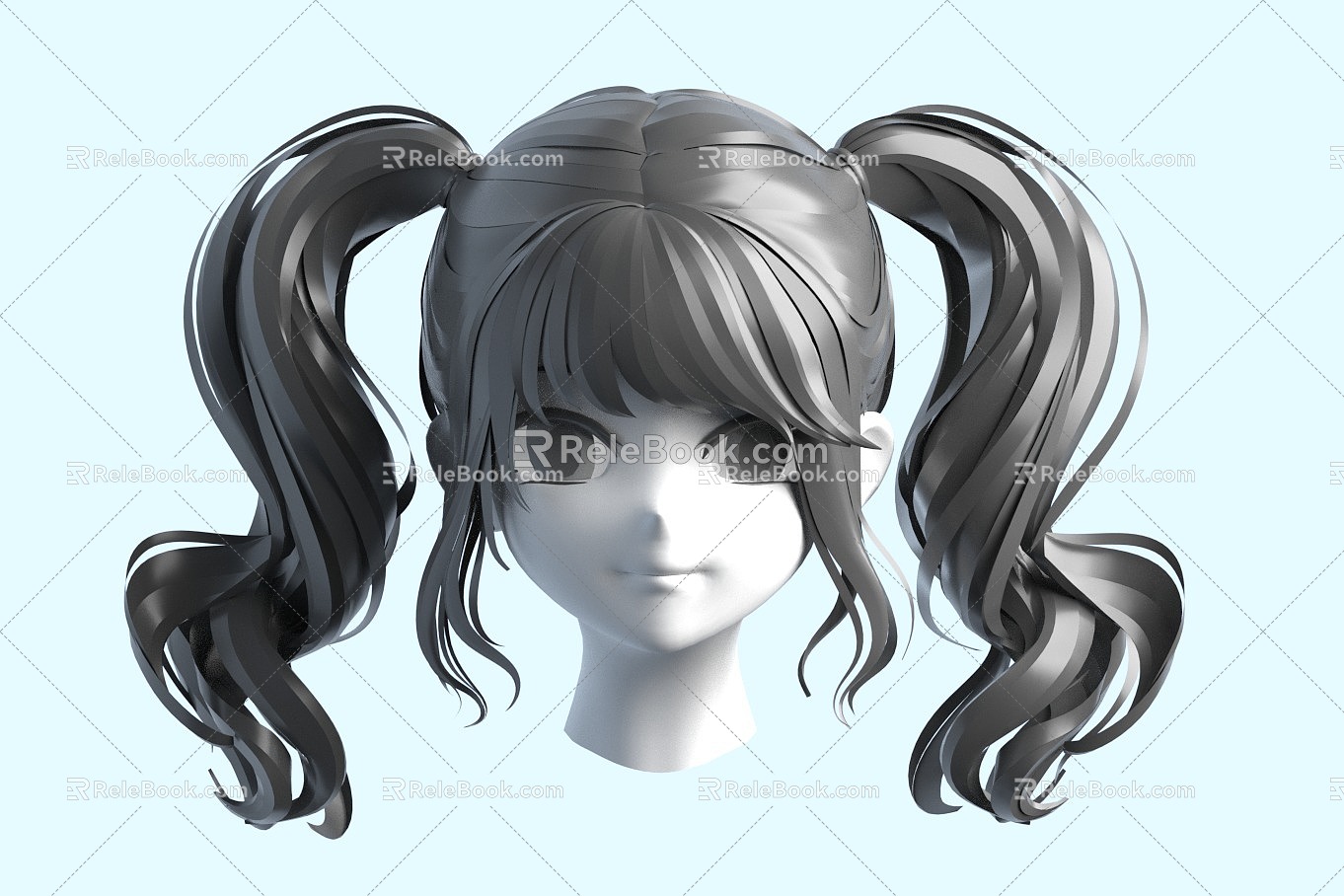 Women's Two-dimensional Head Double Peach Tail 3d model