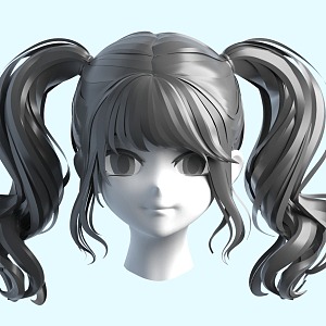 Women's Two-dimensional Head Double Peach Tail 3d model