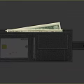 Black Leather Wallet with Credit Card and Dollar Bills Interior Design