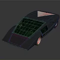 Black Concept Car with Sleek Aerodynamic Body Dark Tinted Windows Red Rims Futuristic Louvered Roof