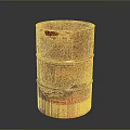 Rusty Red Santos Barrel With Cylindrical Shape And Weathered Surface