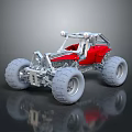 Red Off Road Motorcycle With Large Tires And Silver Frame Design 3d model