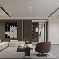 Modern Dining Area With Round Black Table Grey Chairs And Illuminated Display Shelves