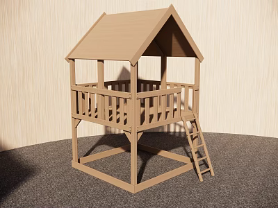 Wooden Kids Play Equipment with Railing Ladder and Safe Outdoor Structure 3d model