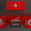 Industrial Style Public Seating With Red Containers Black Sofa And Beer Barrels
