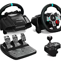 Racing Game Steering Wheel Set With Pedals And Shifter Controller 3d model