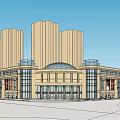 Modern Commercial Complex With Glass Facade Retail Spaces And Urban Architecture