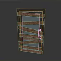Sturdy Industrial Style Wooden Shelf With Staggered Brown Planks And Metal Frame