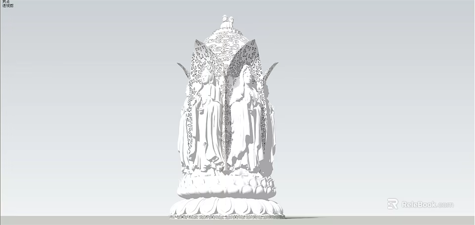 Traditional Religious Sculpture With Multiple Figures Intricate Carvings And Decorative Base 3d model 