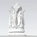 Traditional Religious Sculpture With Multiple Figures Intricate Carvings And Decorative Base