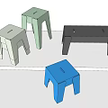 Modern Minimalist Multicolor Stools in Gray Green Black Blue with Simple Functional Design 3d model
