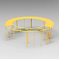 Colorful Circular Children's Play Area With Yellow Swings And Climbing Frames