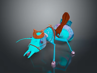 Vibrant Blue Decorated Ant With Orange Saddle And Glassy Wings Design 3d model