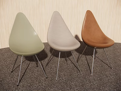 Light Green Light Gray And Brown Accent Chairs With Conical Backrest And Metal Legs 3d model