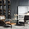 Modern leisure sofa combination leisure chair side table lamp combination 3d model