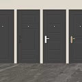 Black Security Doors With Various Designs In Modern Style On Marble Floor 3d model
