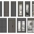 Modern Home Swing Doors With Various Styles And Interior Design Elements 3d model