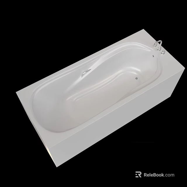 Modern White Rectangular Bathtub With Sleek Surface And Built In Design 3d model 