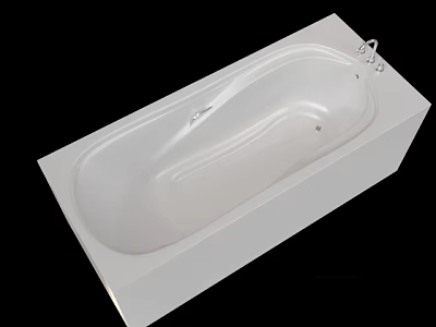 Modern White Rectangular Bathtub With Sleek Surface And Built In Design 3d model