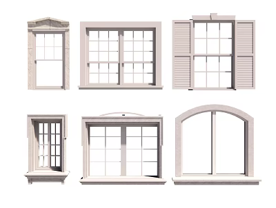 Various Casement Windows With Classic Modern And Arch Design Styles 3d model