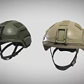 Modern Tactical Helmets In Green And Tan Colors With Protective Design Features