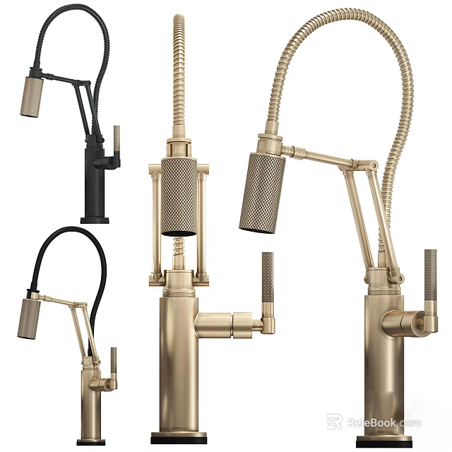 Stylish Microphones In Black And Gold Colors With Adjustable Stand Designs 3d model 