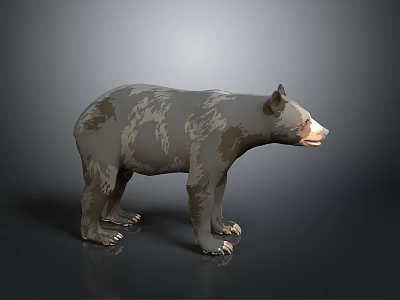 3D Bear Model Featuring Gray Brown Spotted Fur Standing Pose on Dark Background 3d model