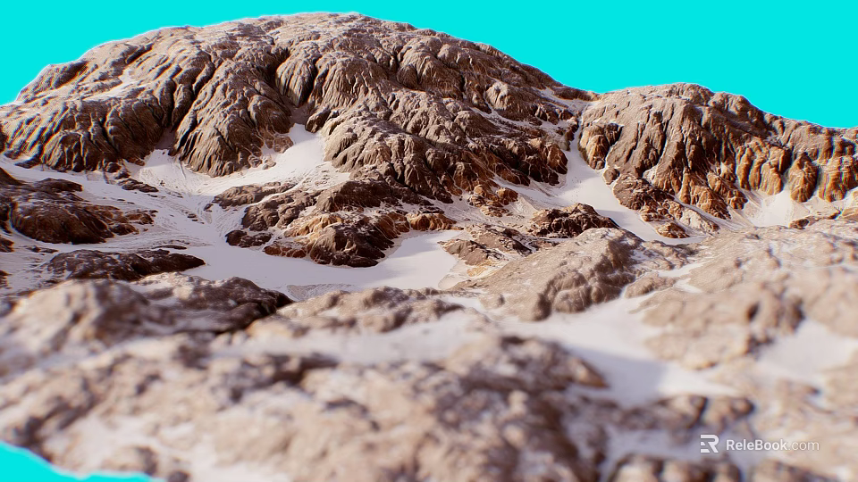 Natural Garden Landscape With Rocky Terrain Sandy Patches And Blue Sky 3d model 