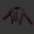 Stylish Black Leather Jacket Featuring Zipper Closure Metallic Buttons And Ruched Sleeves