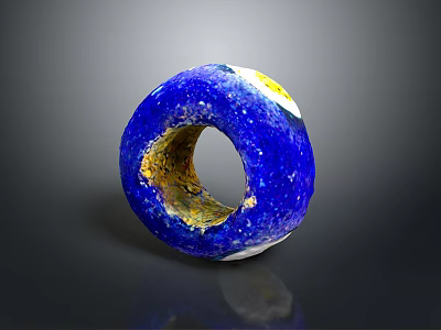 Blue Ring Fashion Accessory With Unique Textured Surface And Yellow White Accents 3d model
