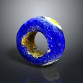 Blue Ring Fashion Accessory With Unique Textured Surface And Yellow White Accents