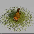 Adorable Orange Fox Resting On Green Leaves Surrounded By Fresh Natural Foliage