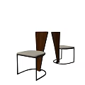 Modern Minimalist Leisure Chair With Wooden Backrest Metal Frame And White Cushion