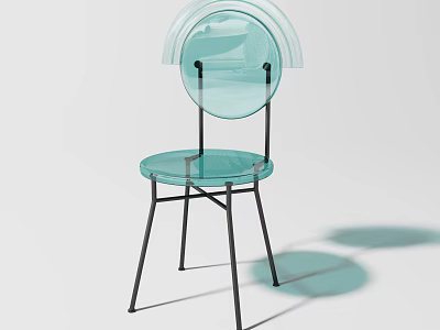 Modern Transparent Leisure Chair With Round Acrylic Backrest And Black Metal Frame 3d model