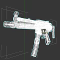Black Submachine Gun With Red Grip Barrel And Rail Design