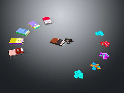 Colorful Small Electronic Devices Smartphones Tablets Arranged in Circle on Dark Background 3d model