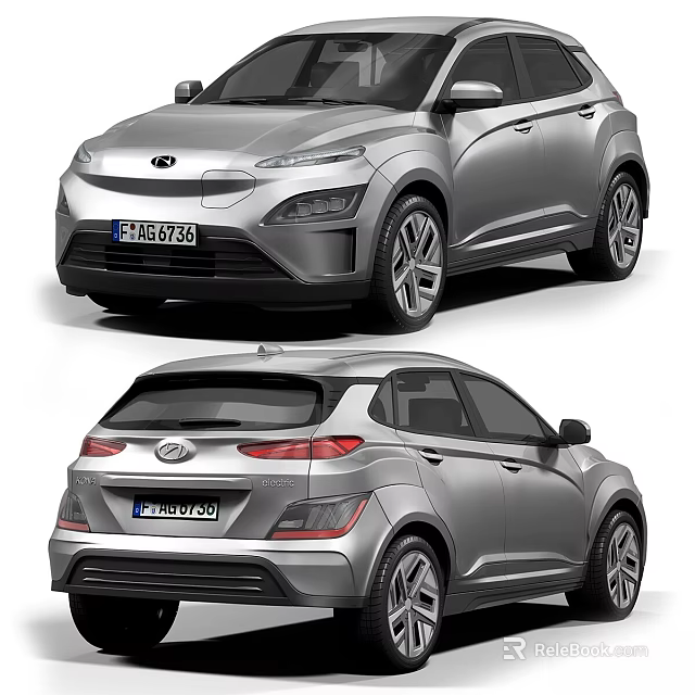 Modern Hyundai Silver SUV Showing Detailed Front And Rear Exterior Views 3d model 