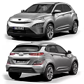 Modern Hyundai Silver SUV Showing Detailed Front And Rear Exterior Views