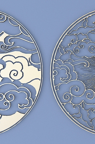 Chinese Metal Carved Clouds Moon Carved Chinese Pattern Hollow Carved Traditional Carved 3d model