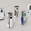 Public EV Charging Stations With Various Designs And Multiple Interface Options For Electric Vehicles 3d model