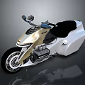 Futuristic Gold And White Motorcycle With Sleek Body Black Seat And Engine Details