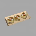 Layered Square Pastries with Cream Toppings Gold Sprinkles and Pink Accents on a Tray