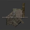 Ancient Stone Stove Structure With Square Opening And Chimney Feature 3d model