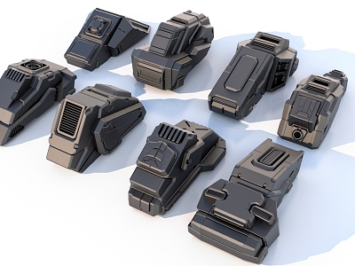 sci-fi mechanical parts hard surface combination 3d model