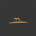 Spotted Cheetah Character Walking Through Desert Landscape With Sandy Dunes And Small Rocks