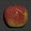 Fresh Red Apple with Yellow Specks and Stem on Dark Shiny Background 3d model