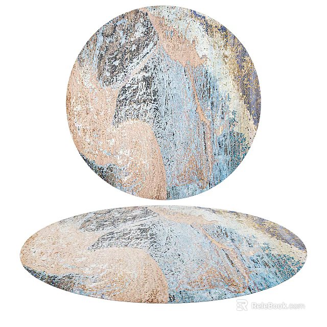 Round Area Rugs With Artistic Colorful Textured Patterns 3d model
