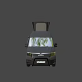 Modern Black Camper Van With Open Roof Top And Wooden Side Panel